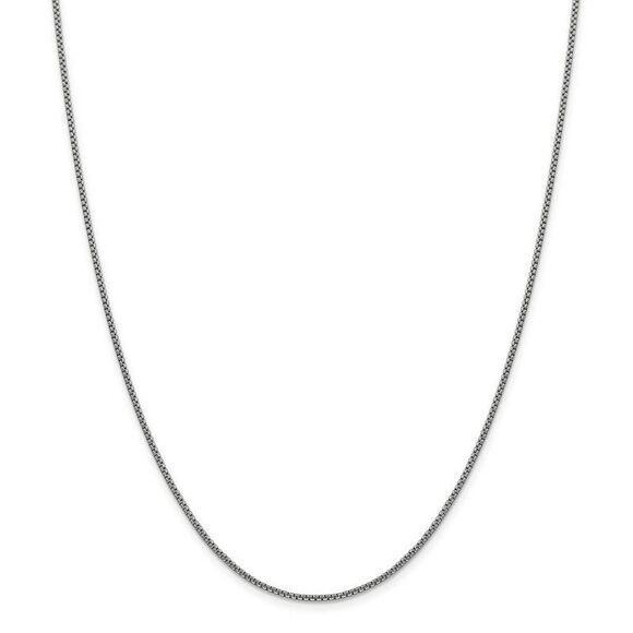 1.5mm 14k White Gold Hollow Round Box Chain Necklace, 26 Inch